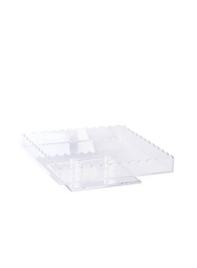 Si Bonne Premium Elevated Acrylic Gift Box Display Tray with Scalloped Edges – Clear Decorative Serving Stand for Chocolates, Dates, Desserts and Party Favors for Weddings, Eid, Birthdays and Special Occasions - Image 1